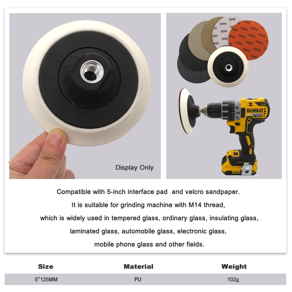 Rotary Backing Pad Hook & Loop Sanding Pad with M10/M14 Thread Backer Plate for Rotary Polisher and Sander Diameter4-6 inch