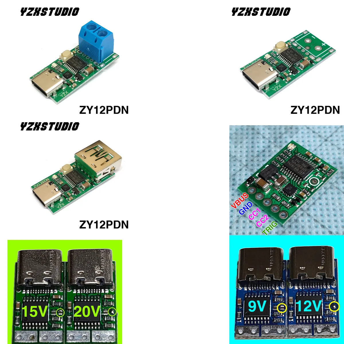 100W 5A 9V 12V 15V 20V Type-C USB-C PD 2.0 3.0 TO DC USB Decoy Fast Charge Trigger Poll Detector PD adapter charging Module