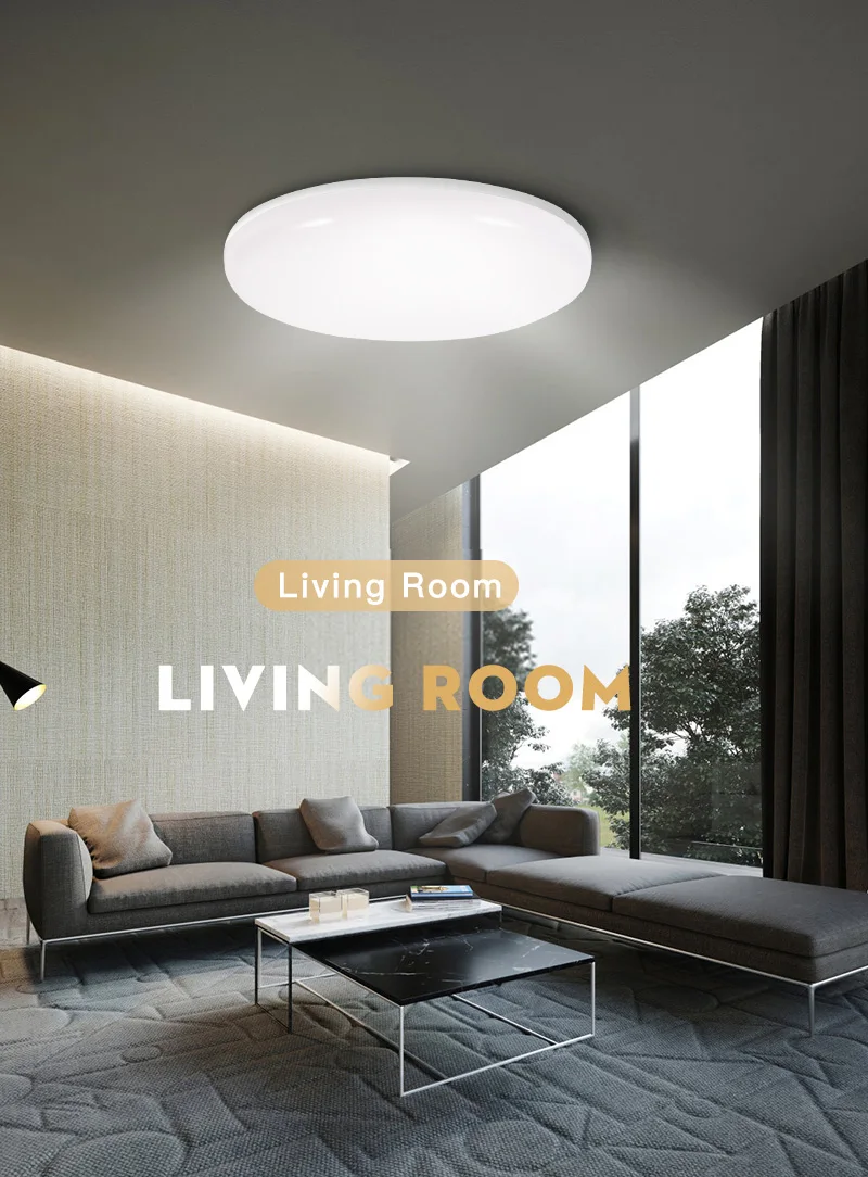 220V LED Ceiling Lights 3 Colors Change Bedroom Lamp Panel LED Indoor Lighting for Home Bathroom Dustproof LED Ceiling Lamp