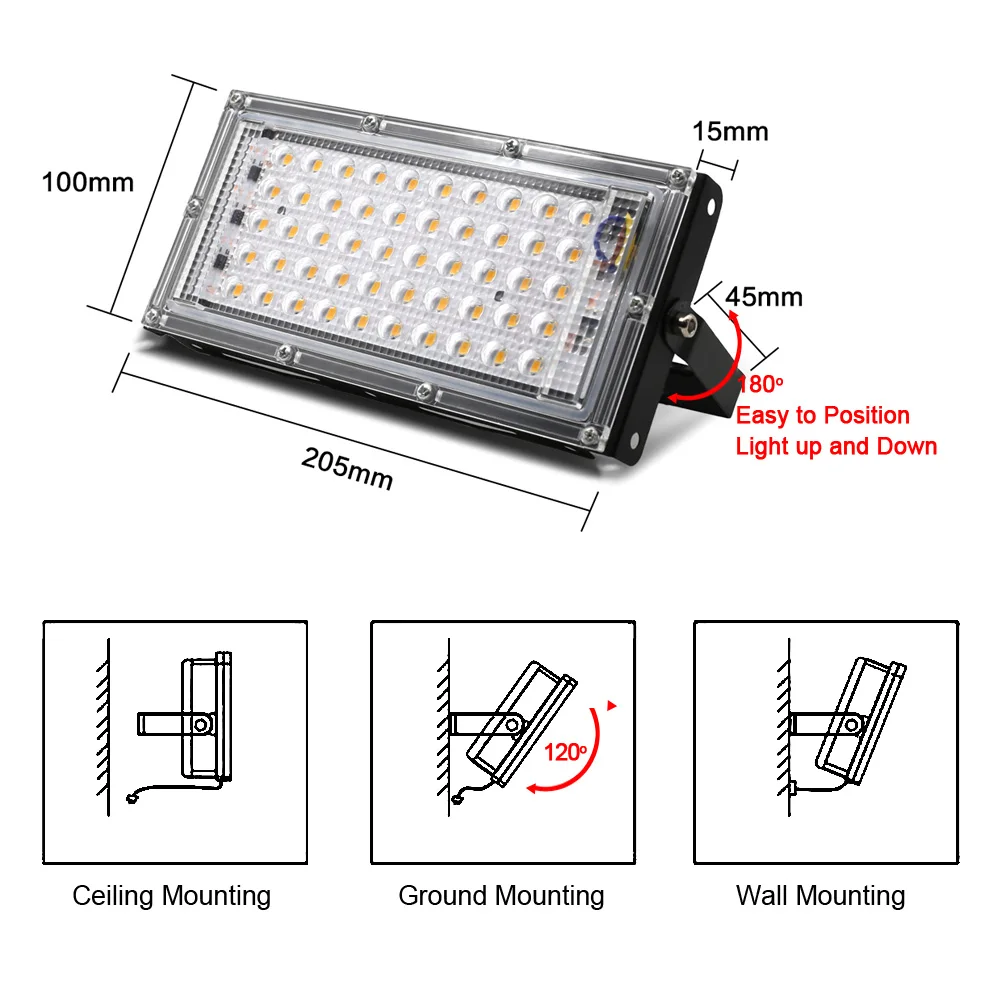 4/8PCS 50W Outdoor Floodlight AC220V With Warm/ White Light LED Spotlight IP65Waterproof LED Street Lamp Wall Landscape Lighting