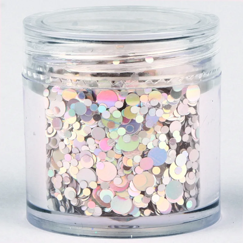 Colorful Round Nail Sequins, Mixed Size Nails Flake, Circle Glitter Paillette, Charm Nail Art Decoration, Manicure, 10 ml/Box