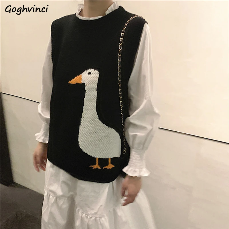 Sweater Vest Women Sleeveless Sweet Kawaii Loose Warm Students Outwear Sweaters Fashionable Chic Leisure Preppy Style All-match