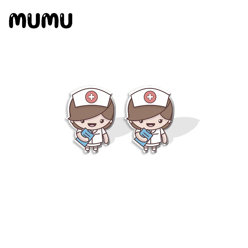 2020 New Registered Nurse Acrylic Stud Earring Cartoon ER Nurse Resin Epoxy Jewelry Gifts Fans