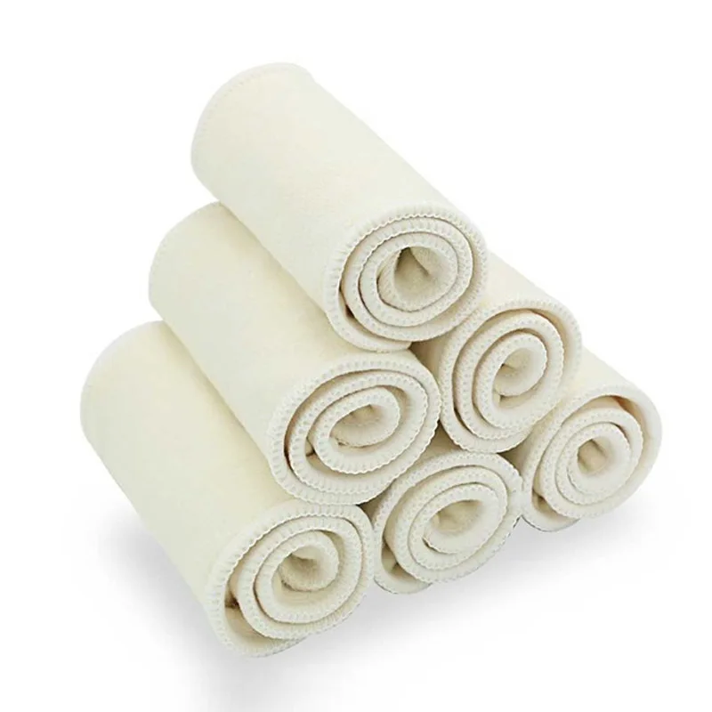 10pcs Washable 4 layers hemp cotton Cloth Nappy Liner Super Absorbent Reusable Incontinence Adult Diaper Insert Pad 20x50cm