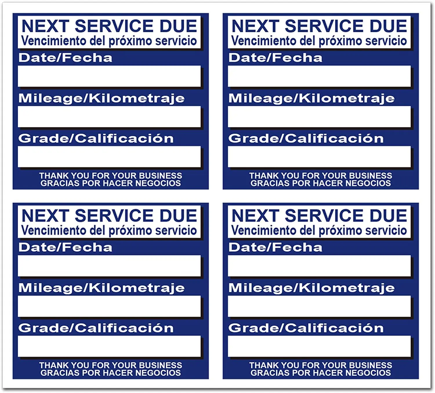 Blue Oil Change Stickers Service Reminder Labels 1.8\