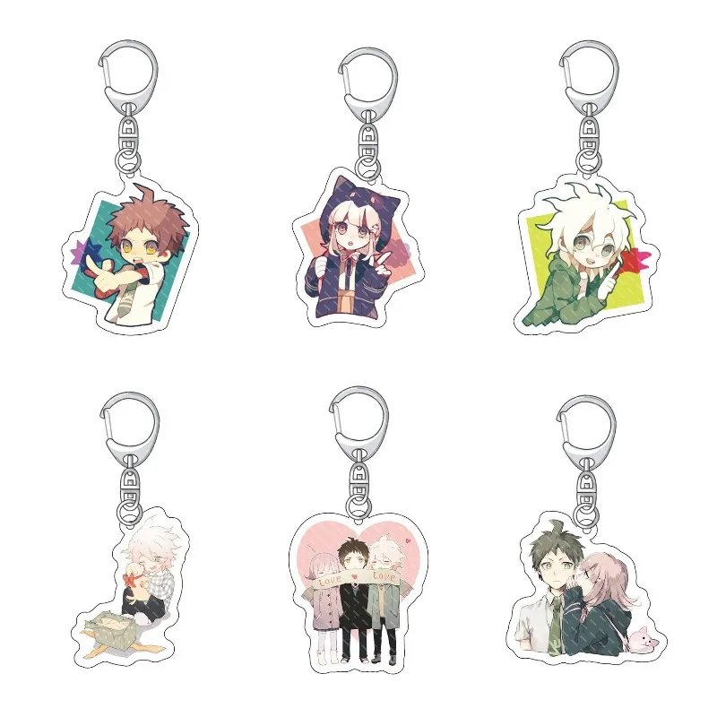 Danganronpa Anime Figure Keyring Cosplay Naegi Makoto Togami Byakuya Kirigiri Acrylic Keychain Lovers Pendant Decor Fans Gift