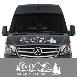 1pc Car Hood Stickers Bonnet Stripes Camper Van Graphics Vinyl Decals For Mercedes Benz Sprinter Auto Exterior Decor Accessories