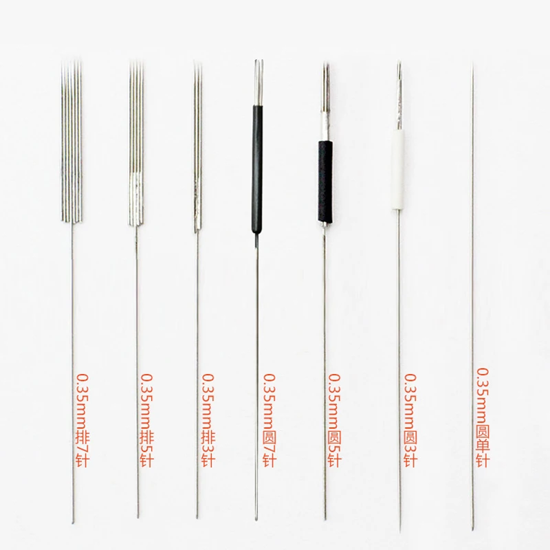 0.35 MM 50pcs 1R/1D/3RS/5RL/5F/7F/7U Sterilized Disposable Permanent Makeup Needles for Eyebrow Tattoo Kit