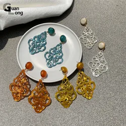 GuanLong Fashion Resin Acrylic Vintage Drop Earring Colorful Big/Long Earrings Women Punk Statement Bohemian Earings Hanging