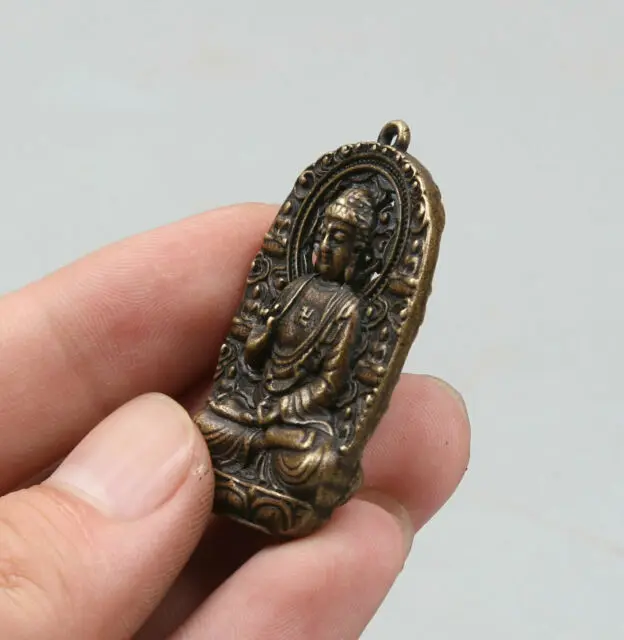 42MM/25gCollect Curio Chinese Bronze Buddhism Sakyamuni Tathagata Buddha Pendant