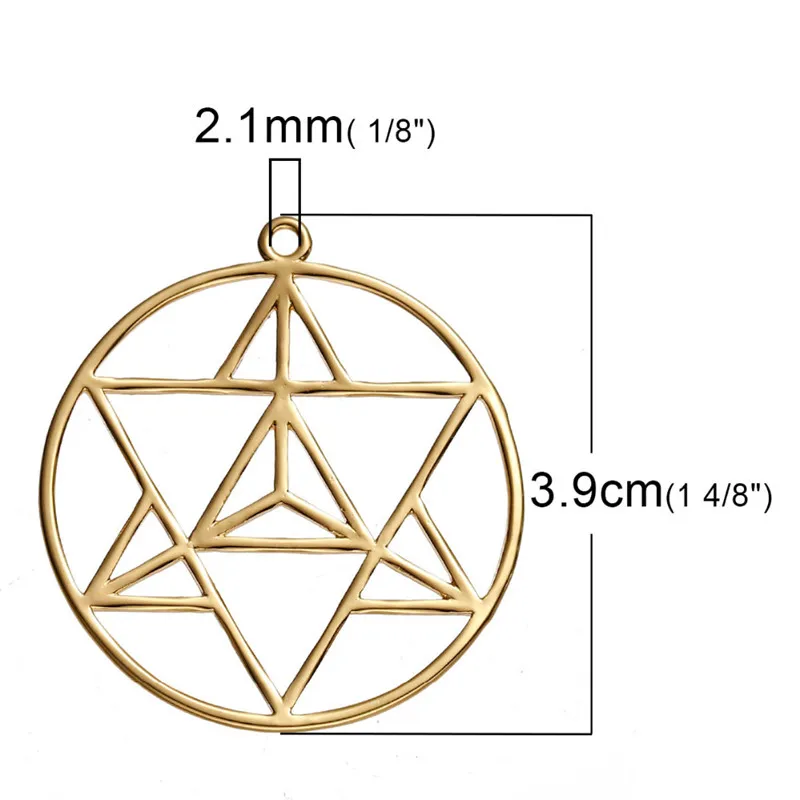 8Seasons Bohemian Copper Merkaba Meditation Pendants Round Silver Color Hollow Charms DIY Making Necklace Jewelry,1-10PCs