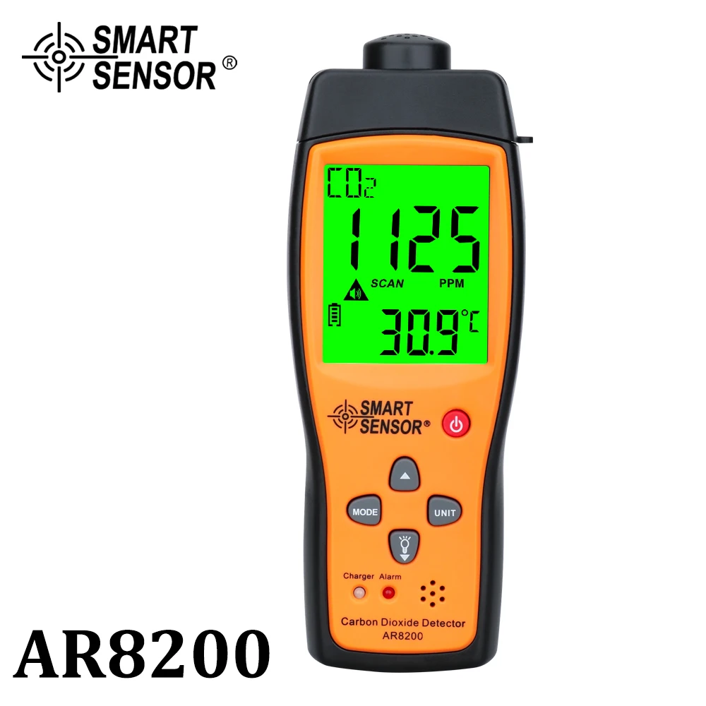 Professional Gas Analyzer CO2 Meter Monitor Gas Detector Carbon Dioxide Detector Indoor Air Quality Monitor CO2 Tester AR8200