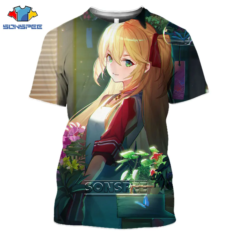 SONSPEE Azur Lane Anime Men Women 3D Print T-shirt Harajuku Summer Kawaii Sexy Loli Gir Fashion Bikini Short Sleeve O-Neck Top