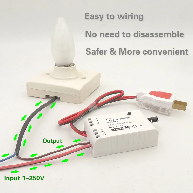 Diese 433Mhz Không Dây Tiếp Thu Điều Khiển Từ Xa AC 85V ~ 250V 1CH RF Điều Khiển Và Bộ Phát, cho Ánh Sáng/Nhà Ứng Dụng