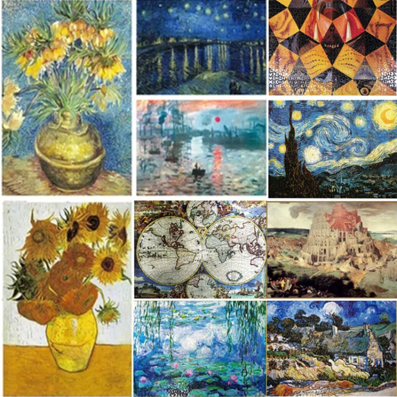 

3d Puzzle for Adults 1000 Pieces World Famous Oil Painting Van Gogh Jigsaw Star Paper Puzzle Homeschool Educational Game Toys