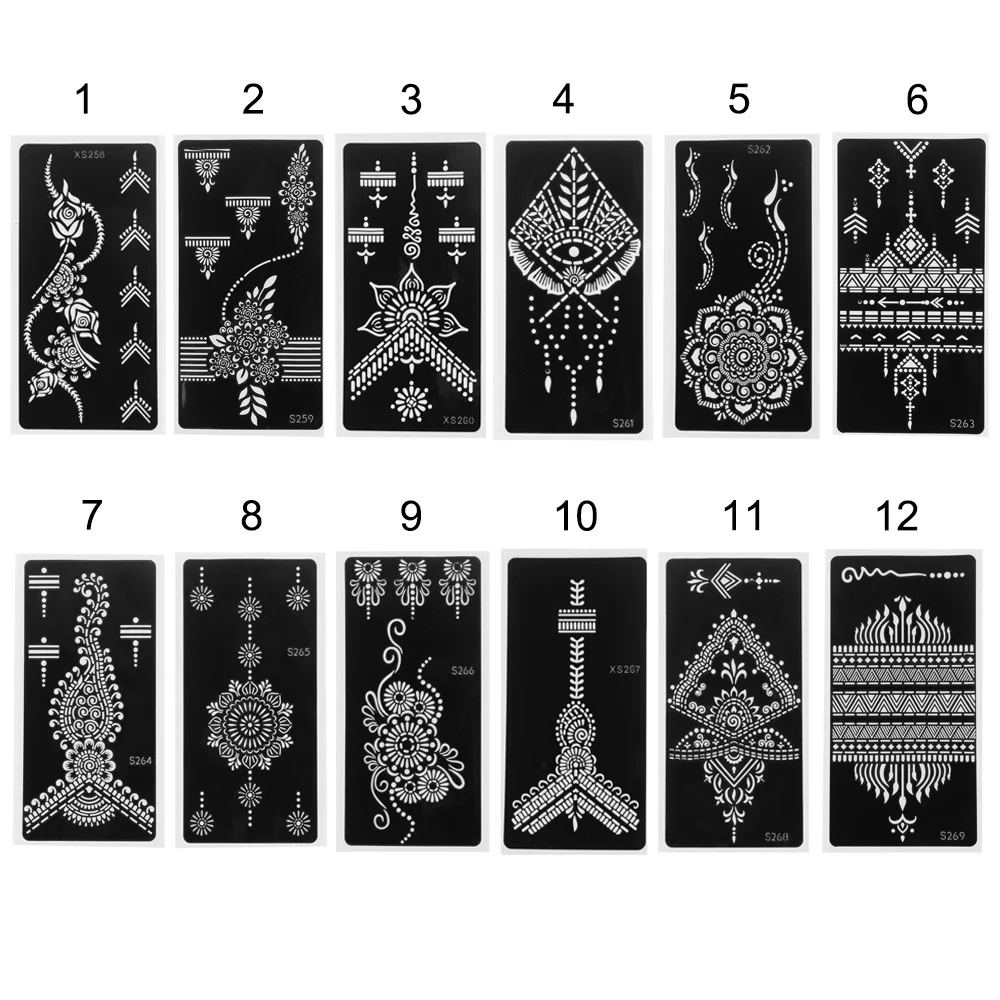 

1PCs Professional Henna Stencil Temporary Hand Tattoo Body Art Sticker Template Wedding Tool India Flower Tattoo Stencil New