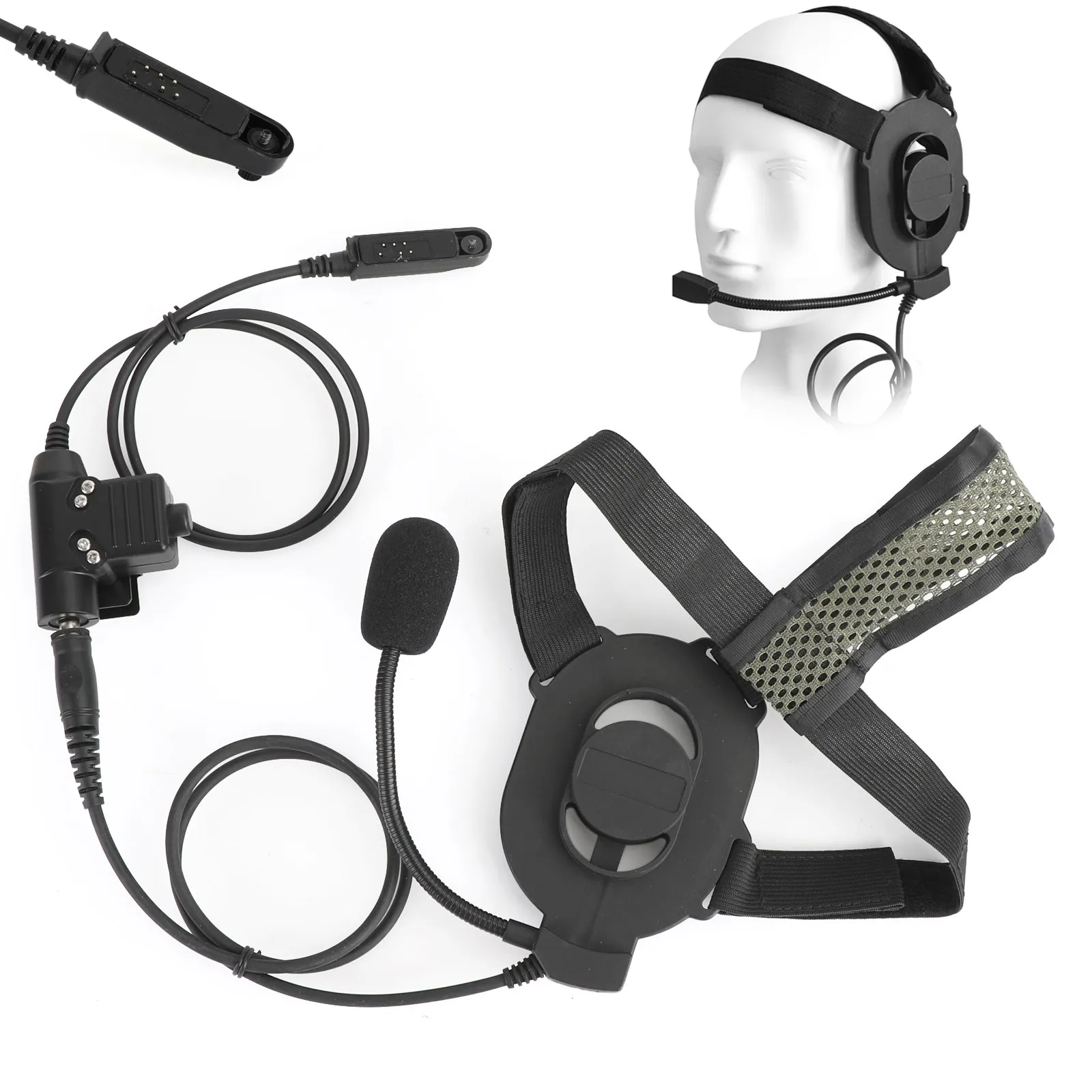 Artudatech Waterproof Tactical Head-mounted Headset Fit for BaoFeng BF-UV9Rplus BF-UV9R Walkie Talkie Accessories