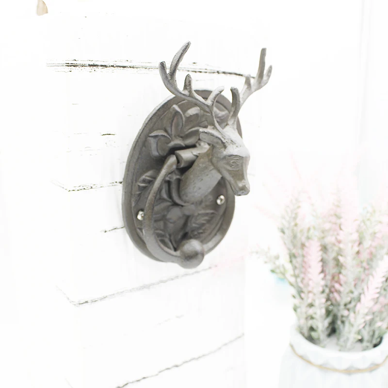 Imagem -04 - Retro Antlers Door Knocker Estilo Antigo Bater Punho Maçaneta da Porta Adequado para Jardim Casa de Madeira Quinta