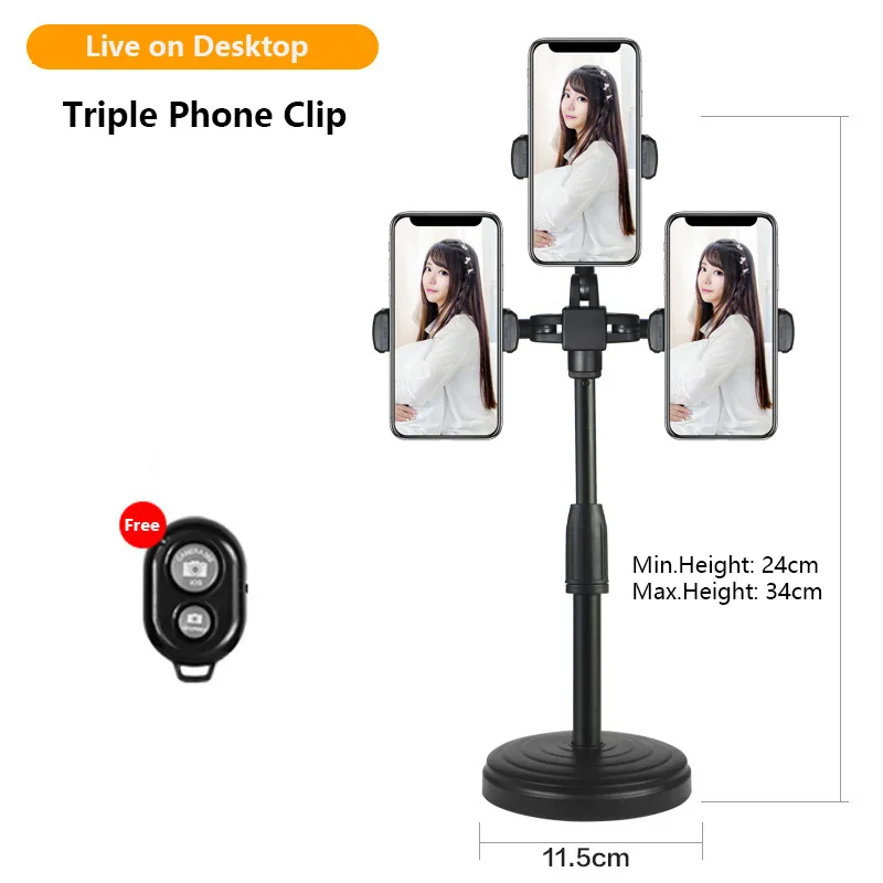 26cm led anel de luz suporte com 2 telefone titular para transmissão ao vivo youtube tiktok selfie vara fotografia estúdio acessórios