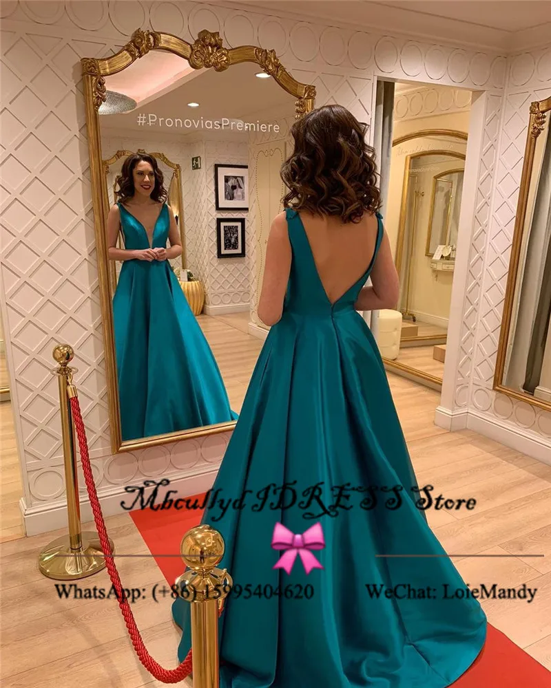 2021 Sexy Backless Prom Dress Long Formal Sweep Train Dresses Woman Party Night Chic Satin Evening Gowns Robe de soiree longue