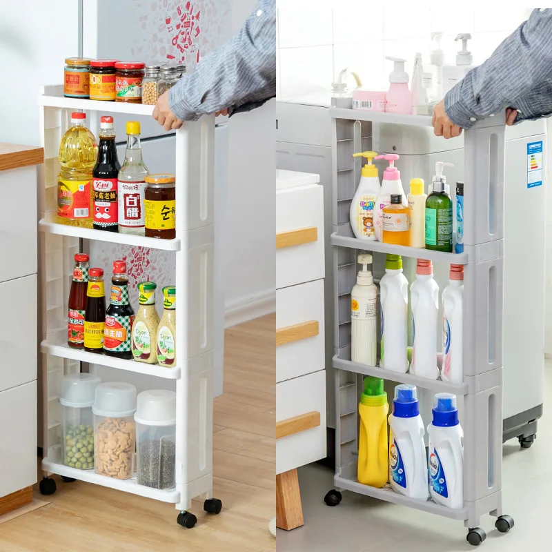 

Kitchen organizer plastic trolley for amenities and order kitchen accessories shelf bathroom mobile multi-layer storage rack