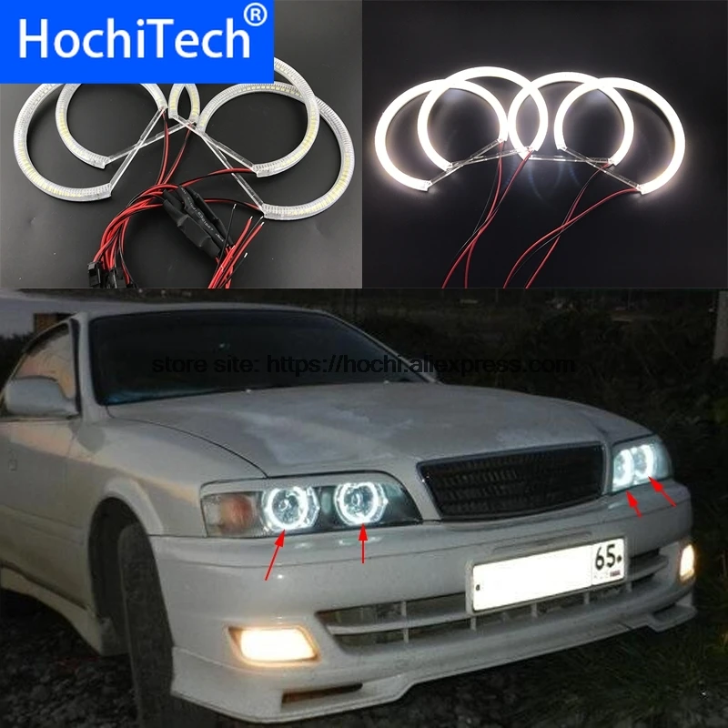 4pcs/set Excellent SMD 5050 LED white headlight  angel demon eyes kit for Toyota X100 Chaser 1996 1997 1998 1999 2000 2001