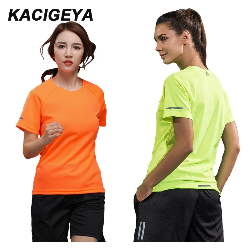 Women Sport Shirt 2021 Gym Running Quick Dry Workout Tops Sweater Fitness Jersey Breathable Exercises Yoga Shorts Sleeves