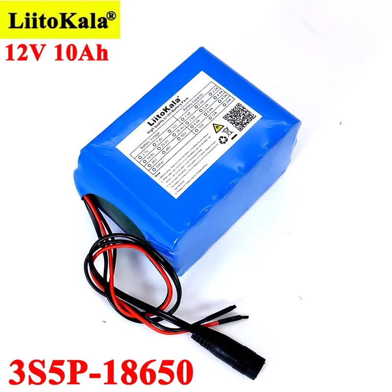 Liitokala-Li-lonバッテリーパック,12v,10ah,18650, 12.6v,10000mah,LED,キセノンランプ,モニター,非常灯,ue