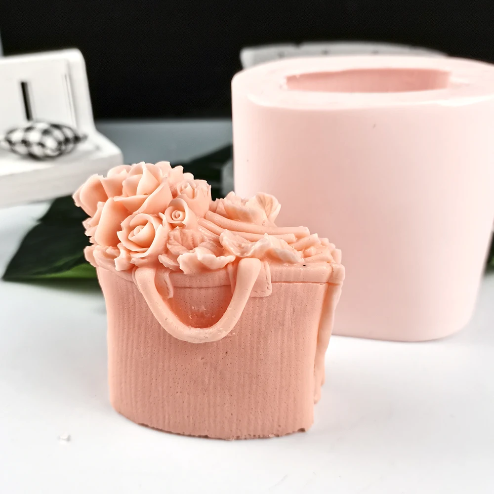 HC0299 PRZY Rose Bouquet In The Bag Soap Mold Flower Mold Silicone Decoration Plant Molds Flowers Candle Moulds Bouquet