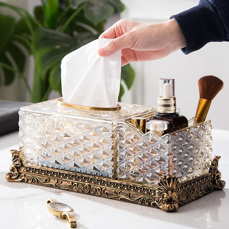 

Tissue Box Crystal Glass Bathroom Useful Waterproof Paper Holder Removable Organizer Paper Rack For LivingroomWedding Gifts