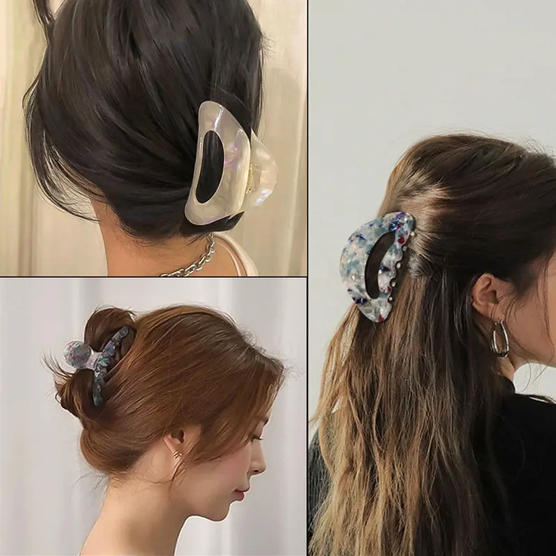 Moda semicerchio sottile capelli lunghi artigli acetato forcine donna marmo stampa geometrica fermagli per capelli Barrettes accessori per capelli ragazza