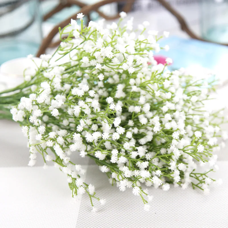 Artificial Gypsophila Mini Heads Hydrangea White Flower Wedding Supplies Home DIY Baby Shower Decor Fake Flower Arrangement