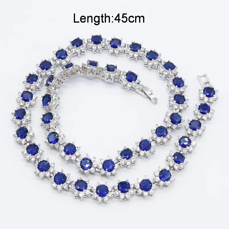 Blue Zirconia Jewelry Sets for Women Necklace Earrings Birthday Wedding Gift