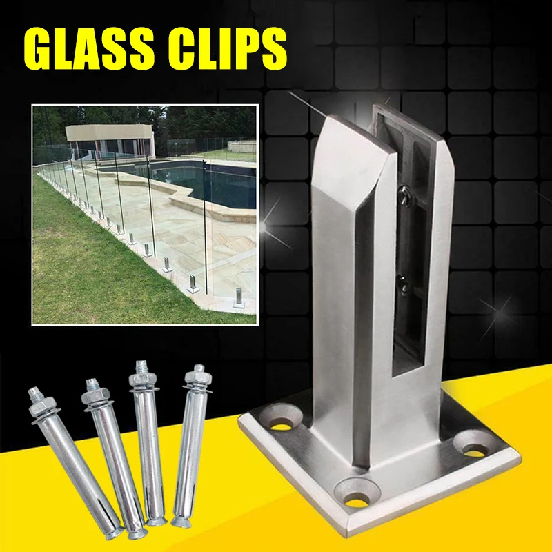 

Heavy Duty Stainless Steel Glass Pool Fence Clip Floor Glass Stand Fixed Fittings Clamp In Stock