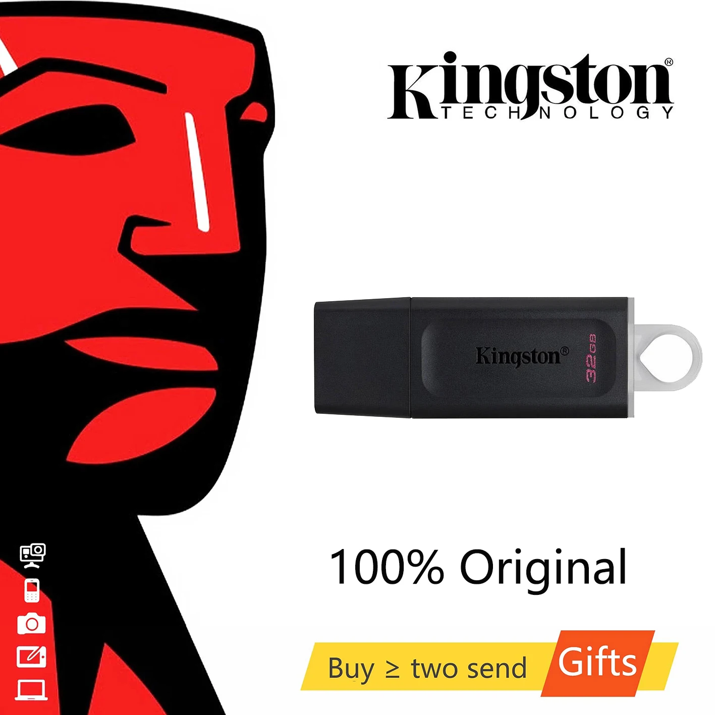 

Kingston USB 3.0 Flash Disk 32GB 64GB Mini Key Pendrive With Lanyard Black Flash Drive 128GB Memory Stick For Computer Drives