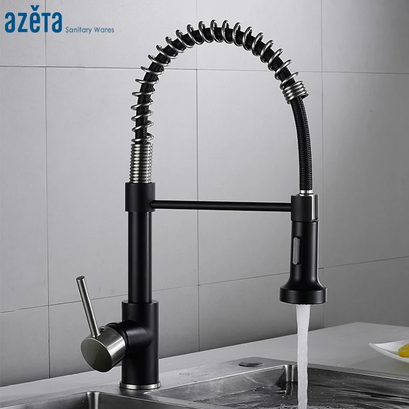 

Azeta Black Kitchen Faucet Single Handle Pull Out Kitchen Mixer Tap Torneira 2-Function Water Outlet Kitchen Sink Tap AT9804BBN