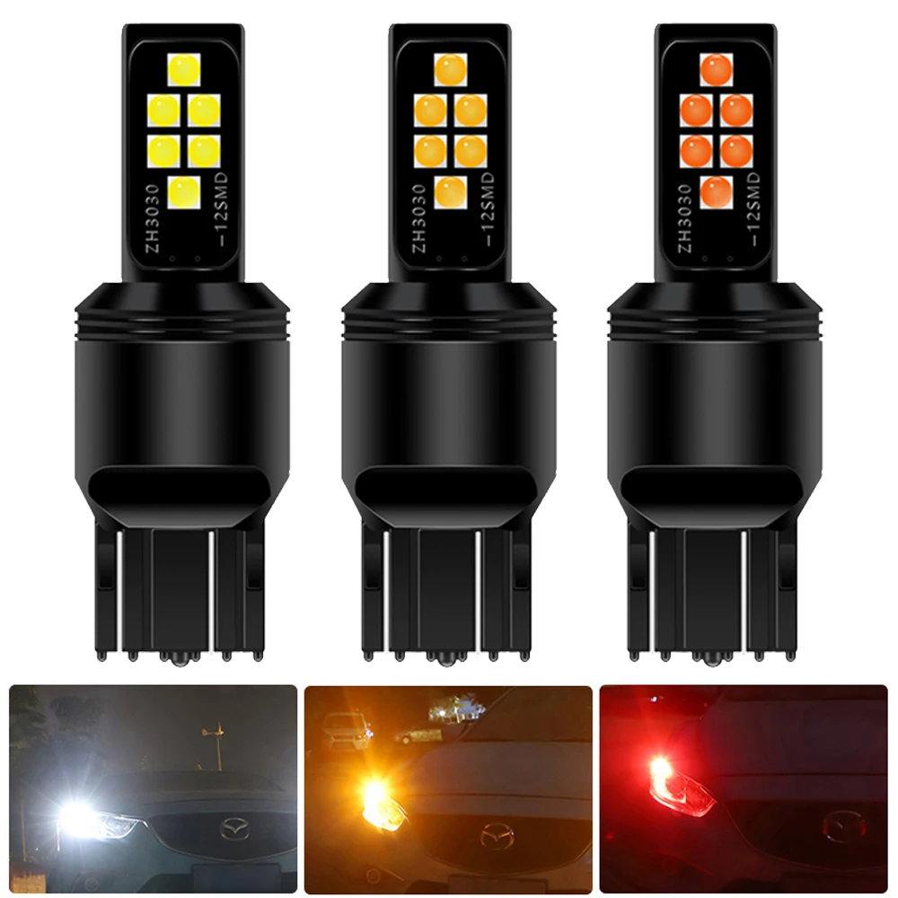 2X T20 7443 W21/5W 1156 BA15S 1157 BAY15D LED Car Canbus Bulbs For AUDI A3 8P 8L 8V A4 B6 B7 B8 Auto Turn Signal Light White Red