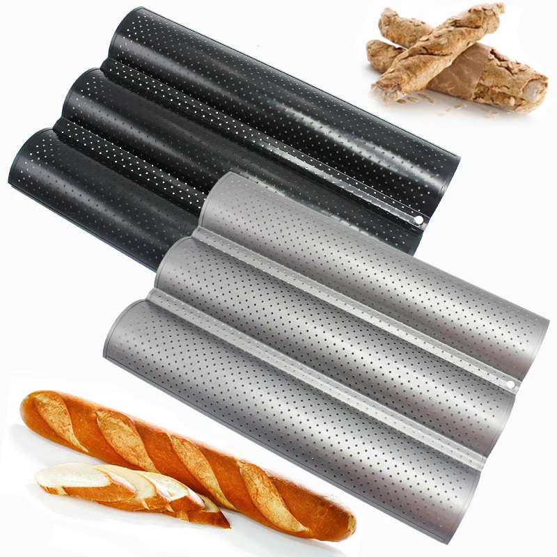 

Hot Carbon Steel 2/3/4 Groove Wave French Bread Baking Tray for Baguette Bake Mold Pan DIY Bread Mold Baking and Pastry Tool