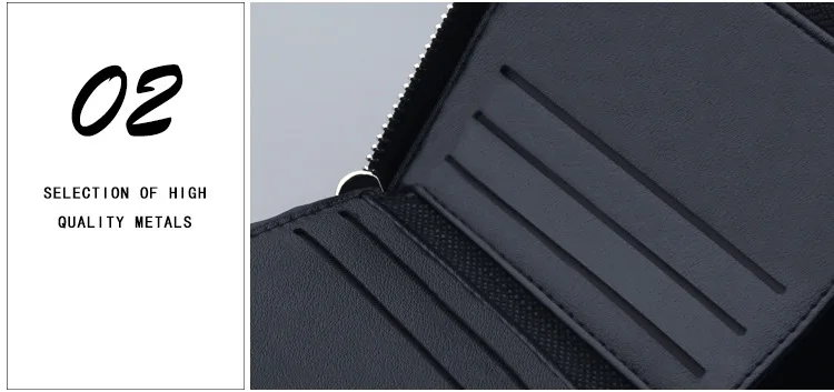 Men's Short PU Leather Wallet with Zipper Coin Pocket description 17
