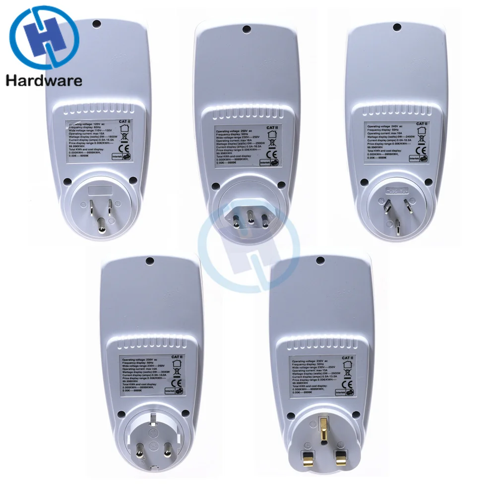 EU BR AU UK Plug Digital Wattmeter Power Meter Energy Meter Voltage Wattmeter Power Analyzer Electronic Measuring Outlet Socket