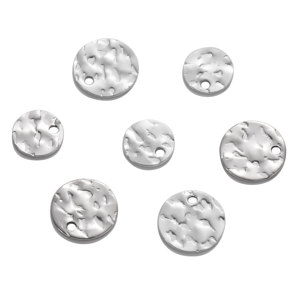 100Pcs/Lot Stainless Steel Coin Disc Charm Round Stamping Blank Tags Metal Jewelry Making Supply 8mm/10mm