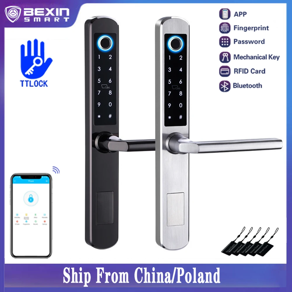 

waterproof biometric fingerprint door Locks Sliding door lock RFID Card code lock For Aluminum Glass Door TTLOCK APP VA210