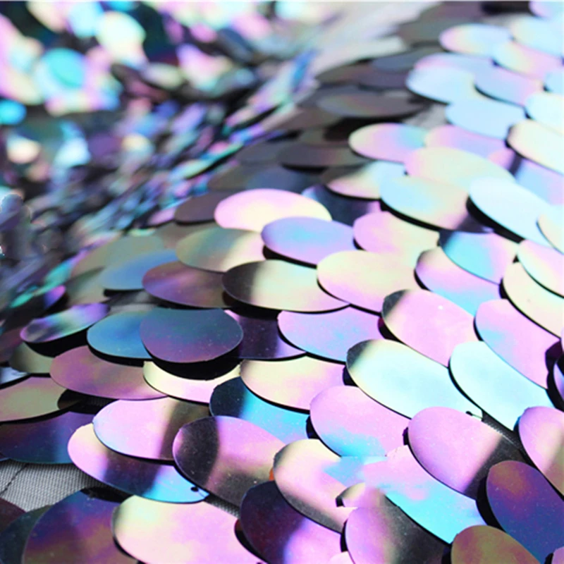 Iridescent Sequin Gauze Fabric Embroidered Fish Scale Sequins DIY Props Decor Skirts Wedding Dress Stage Clothes Designer Fabric