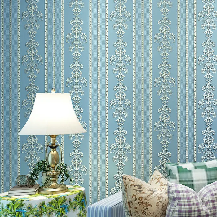 Jane Europe non-woven wallpaper vertical striped wallpaper living room embossed bedroom warm hotel hotel thickened wallpaper