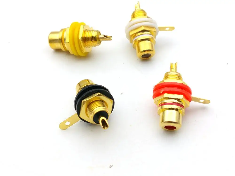 10pcs Gold Plated RCA Female Jack Panel Mount Chassis Socket adapter