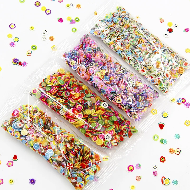 1000pcs/bag DIY Slime Soft Pottery Fruit Slices Filler For Nails Art Slime Fruit Slime Accessories Supplies Decoration Toy Gift