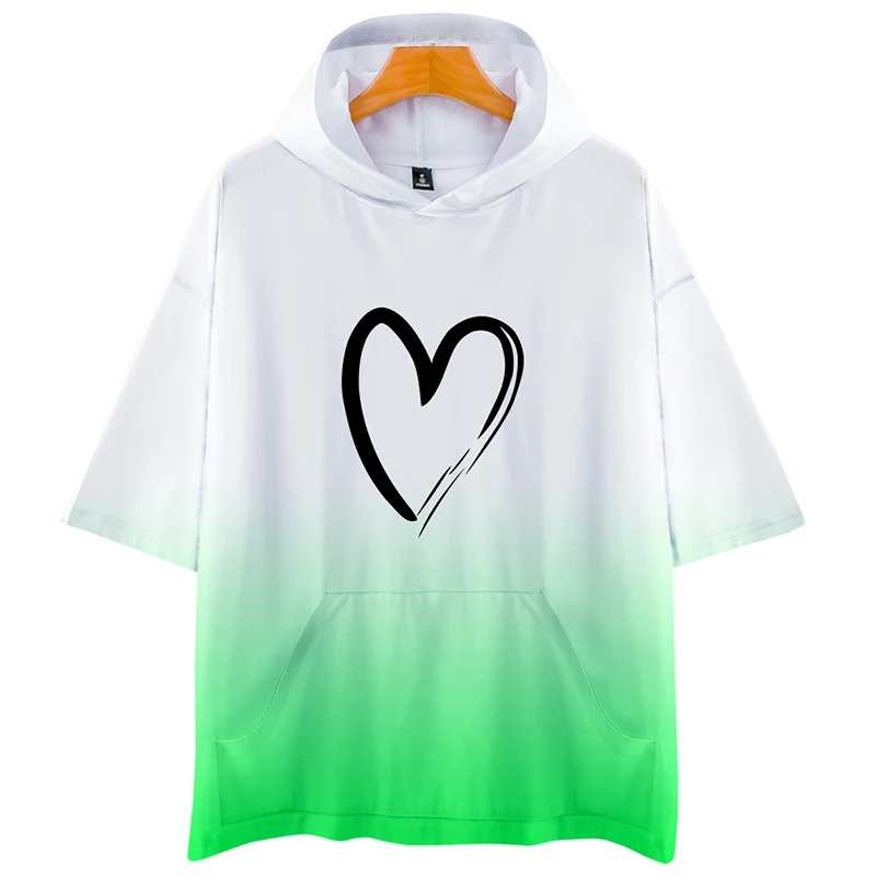 

Gradient Candy Colors Love Heart 3d Hoodies Pullover Fashion Men Women Hoodie Hoody Tops Short Sleeve Hip Hop Hooded Sweatshirts