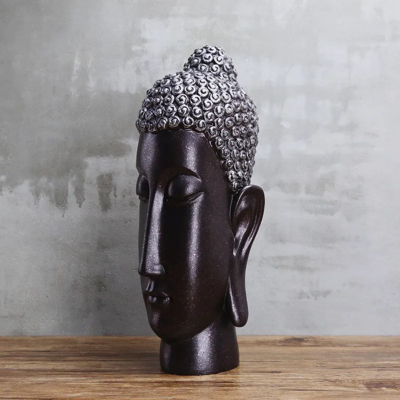 [HHT] Shakyamuni Buddha Statue Buddhism Large Buddha Head Sculpture Decoration New Chinese Resin Crafts Decor Furnishings