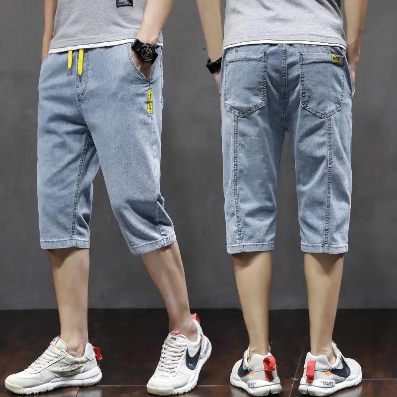 

Denim Shorts Men's Thin Fashion Middle Pants New Loose Casual Summer Capris Black Jeans Men Clothes Hip Hop Streetwear Hot