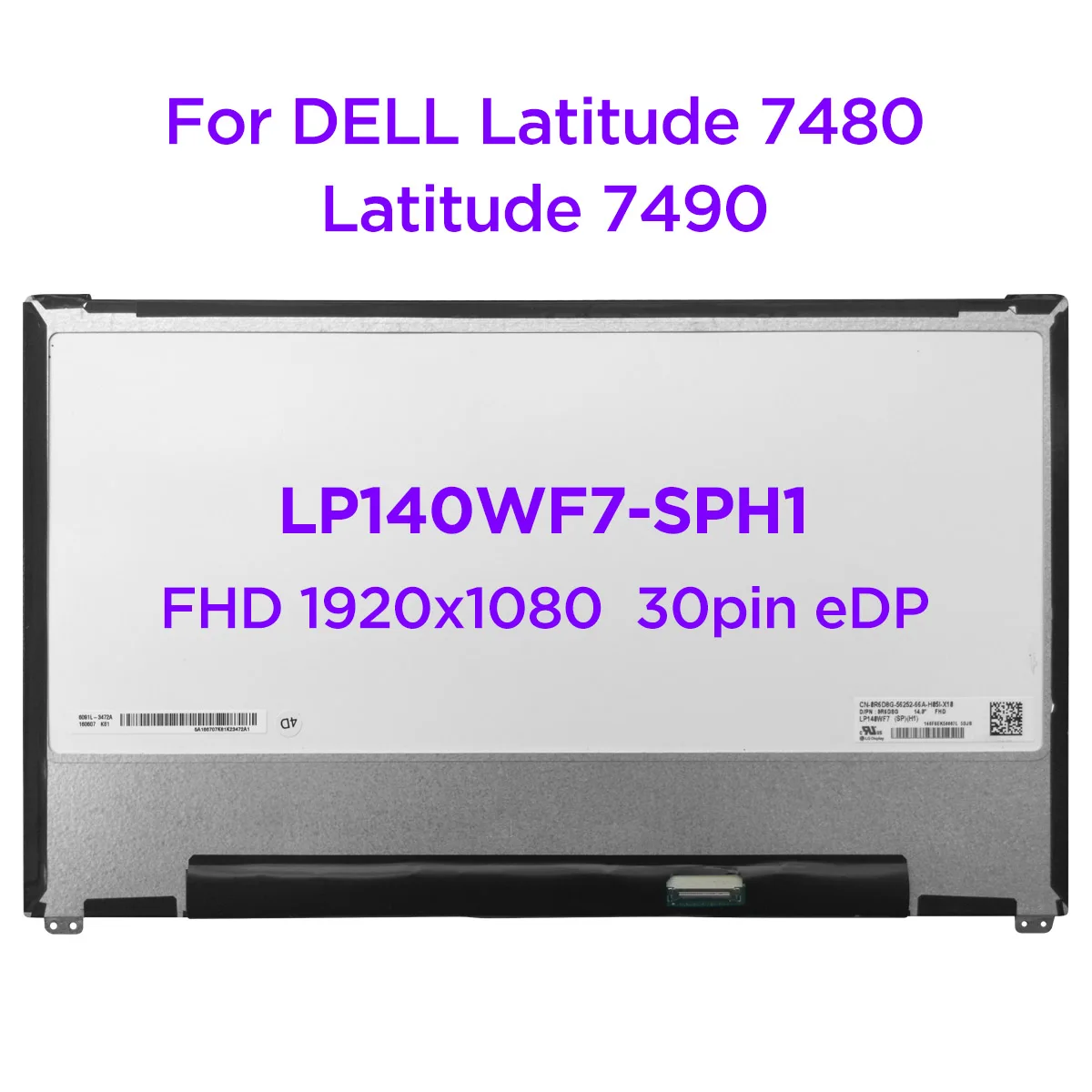 14,0 IPS pantalla LCD de ordenador portátil LP140WF7-SPH1 ajuste NV140FHM-N47 para DELL latitud 7480. 7490 pantalla LED no-Touch 1920x1080 30pin eDP